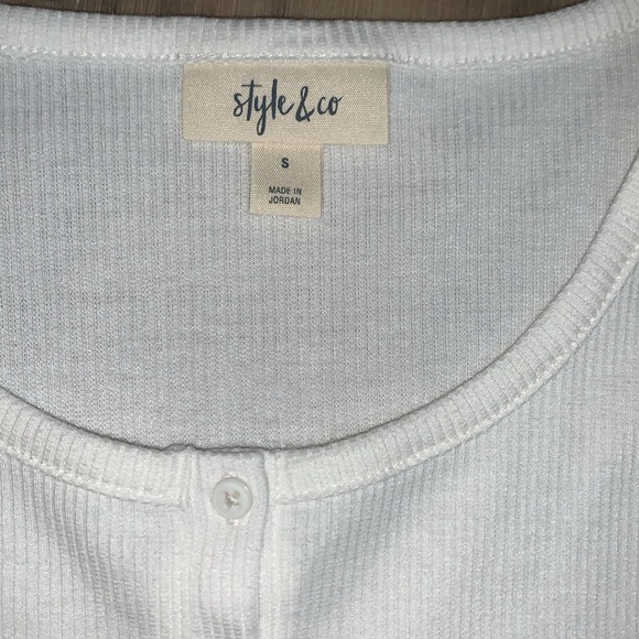 Soft Henley Long Sleeve Tops in White and Gray - Picture 12 of 15